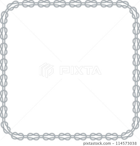 Square rope frame isolated on white background. Twisted cord. 114573038