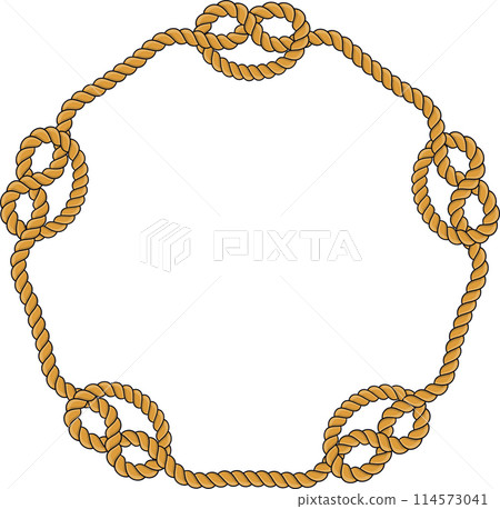 Hexagonal rope frame isolated on white background. Twisted cord. Hexagonal rope frame isolated on white background. Twisted cord. 114573041