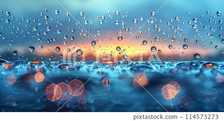Water drops on the glass with a beautiful bokeh background. 114573273