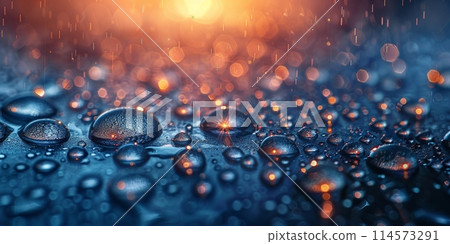 Water drops on the glass with a beautiful bokeh background. 114573291