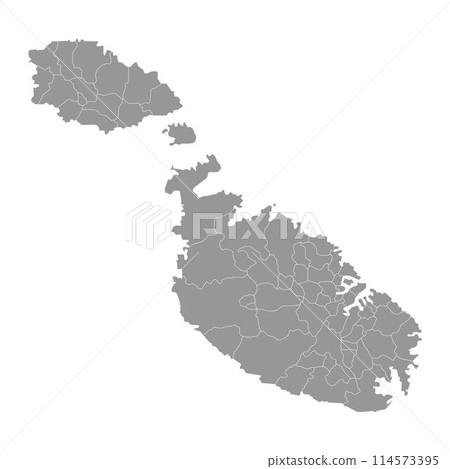 Malta map with administrative divisions. Vector illustration. Malta map with administrative divisions. Vector illustration. 114573395