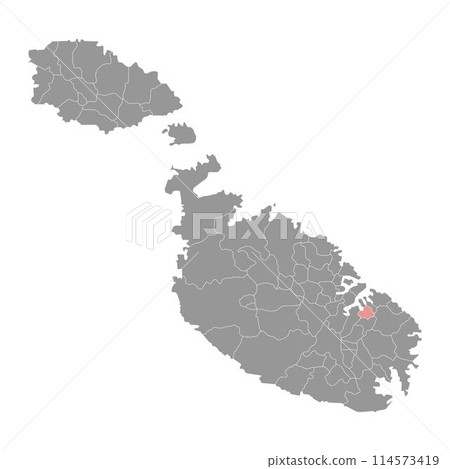 Cospicua District map, administrative division of Malta. Vector illustration. 114573419