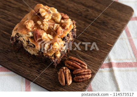 Homemade brookies brownie and cookie cake with walnuts Homemade brookies brownie and cookie cake with walnuts 114573517