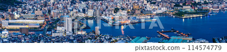 Panoramic night view of Nagasaki city (after sunset) from Inasayama Observatory [Nagasaki City] 114574779