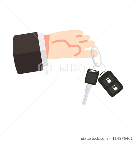 Hand holding car key with alarm keychain Hand holding car key with alarm keychain 114576461