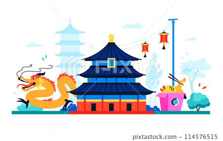 Tiantan Temple of Heaven - modern colored vector illustration 114576515
