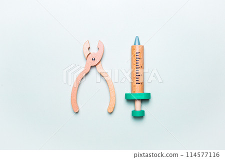 Children's toys dentist profession , teeth and dental treatment tools  114577116