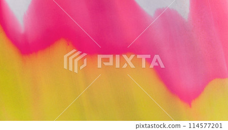 Flowing waves of bright pink and yellow blend seamlessly. Flowing waves of bright pink and yellow blend seamlessly. 114577201
