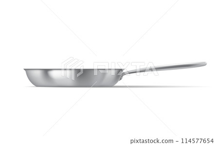 Frying pan of shiny steel surface realistic illustration 114577654