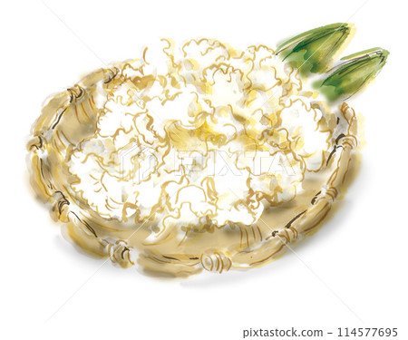 Hand-drawn illustration of spaghetti mushroom in watercolor style 114577695