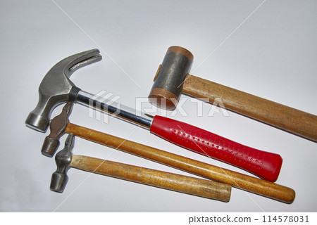Four hammers of different sizes and purposes. 114578031
