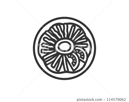 Illustration of cold Chinese noodles icon (line drawing) 114579062