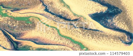 Abstract fluid art background light beige and blue colors. Liquid marble. Acrylic painting with green gradient. Abstract fluid art background light beige and blue colors. Liquid marble. Acrylic painting with green gradient. 114579403