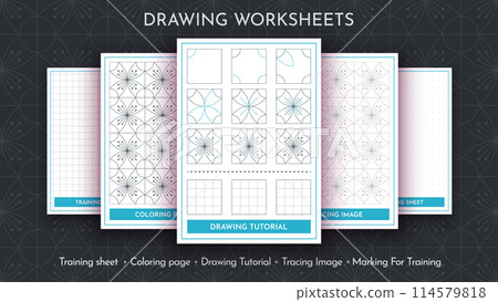 How to Draw a Pattern. Step by Step Drawing Tutorial. Draw Guide Worksheet. Simple Instruction for Kids and Adults 114579818