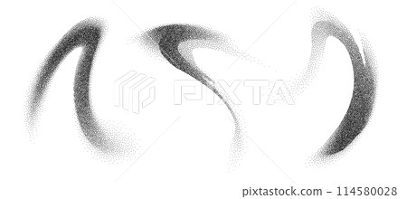 Dotwork abstract shapes, black grain texture, Abstract stipple sand effect, gradient from dots. 114580028