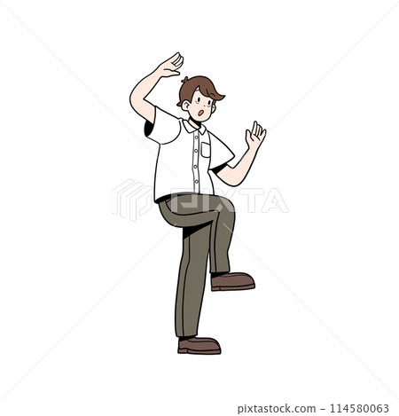 一個擺著滑稽姿勢的男人 114580063