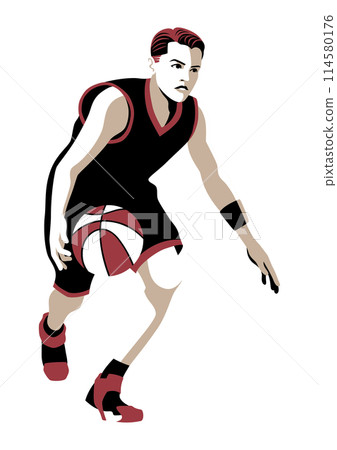 Dribbling male basketball player 114580176