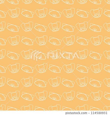 Seamless pattern with a dogs and cats muzzle. Doodle vector outline illustration. 114580931