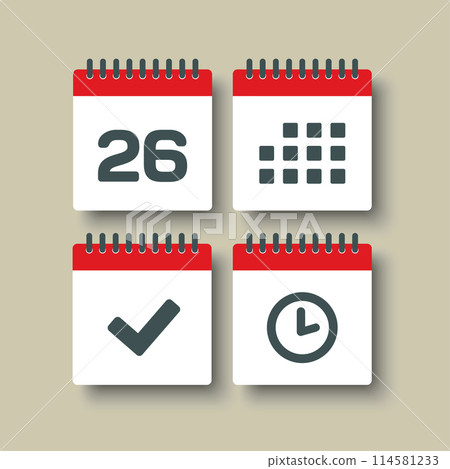 Icon page calendar - 26 day, agenda, timer, done 114581233