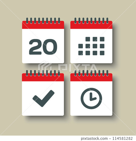 Icon page calendar - 20 day, agenda, timer, done Icon page calendar - 20 day, agenda, timer, done 114581282