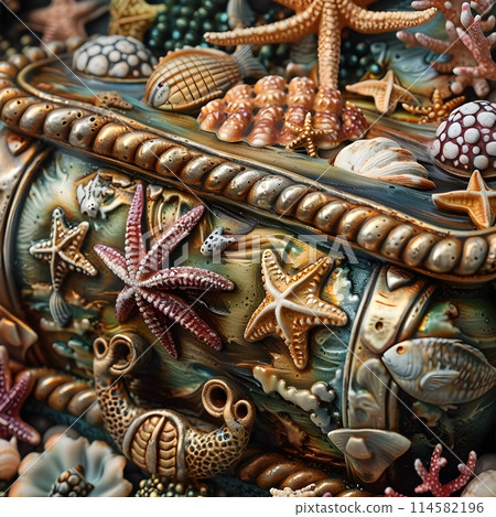 Bountiful Undersea Treasure Trove Vibrant Marine Life Adornment 114582196