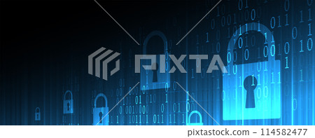 Cyber security and information or network protection. Future cyber technology web services for business and internet project. Vector art Cyber security and information or network protection. Future cyber technology web services for business and internet project. Vector art 114582477