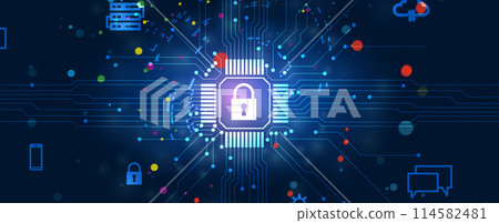 Cyber security and information or network protection. Future cyber technology web services for business and internet project. Vector art 114582481
