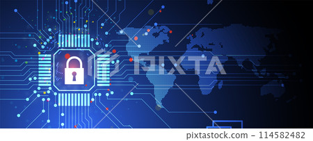 Cyber security and information or network protection. Future cyber technology web services for business and internet project. Vector art 114582482