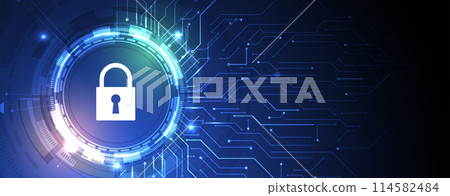 Cyber security and information or network protection. Future cyber technology web services for business and internet project. Vector art 114582484