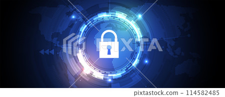 Cyber security and information or network protection. Future cyber technology web services for business and internet project. Vector art 114582485