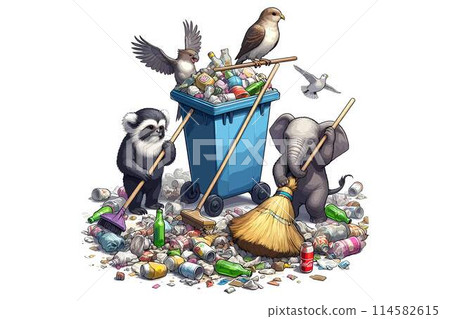Garbage sweeper. Animal sweep up garbage 114582615