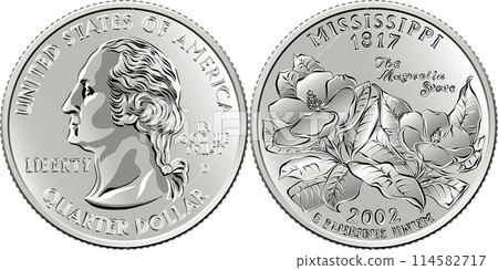 American money quarter 25 cent coin Mississippi American money quarter 25 cent coin Mississippi 114582717
