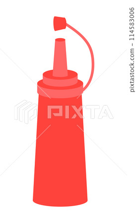 Ketchup in flat design. Traditional red tomato hot sauce in plastic bottle. Vector illustration isolated. 114583006