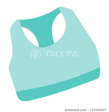 Sport bra in flat design. Woman sportswear for running of gym training. Vector illustration isolated. 114583027
