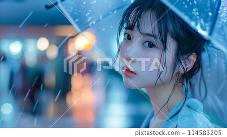 A woman holding an umbrella 114583205