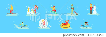 People Character as Winter Holiday Having Fun Outdoors Vector Set People Character as Winter Holiday Having Fun Outdoors Vector Set 114583350