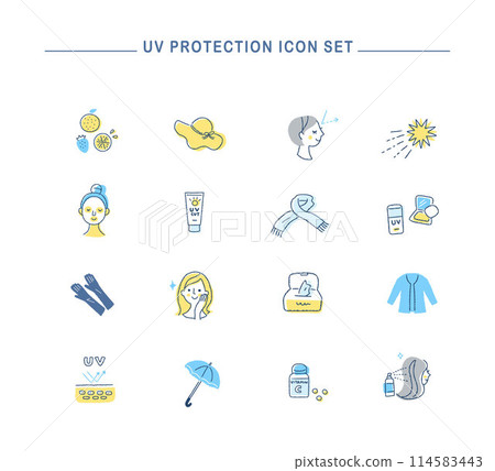 UV protection item icon set UV protection item icon set 114583443