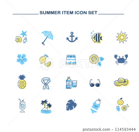 Sea and summer image icon set Sea and summer image icon set 114583444