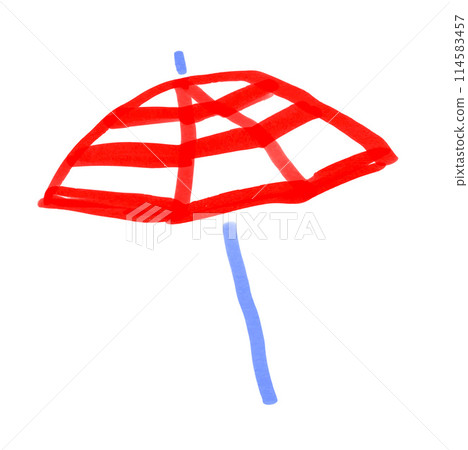 Child drawing of beach umbrella parasol 114583457
