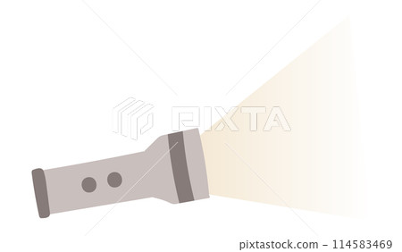 Camping flashlight in flat design. Portable plastic spotlight accessory. Vector illustration isolated. 114583469