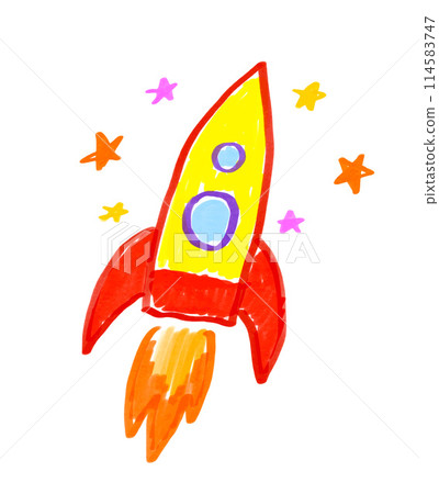 Child drawing of rocket vector illustration 114583747