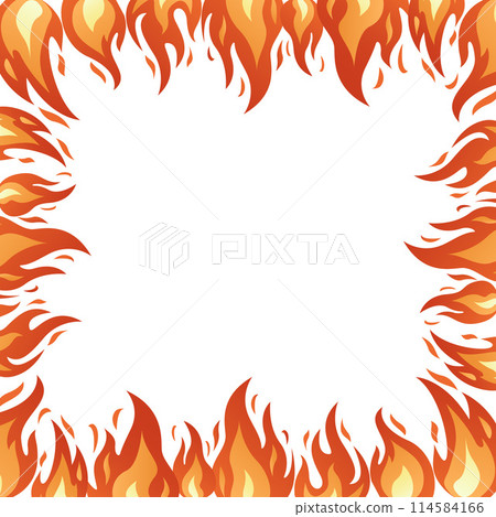 Flame square frame. Hand drawn isolated on white. 114584166