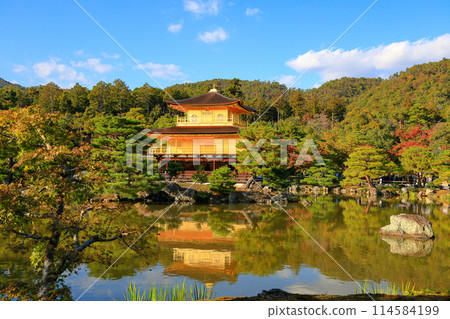Golden Pavilion, Kinkakuji or Rokuonji is a Zen temple in northern Kyoto Japan. Golden Pavilion, Kinkakuji or Rokuonji is a Zen temple in northern Kyoto Japan. 114584199