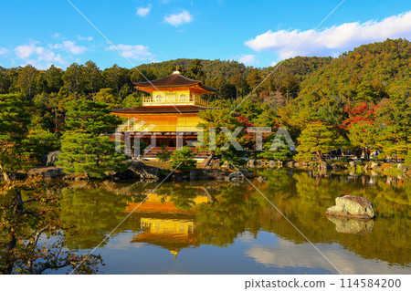 Golden Pavilion, Kinkakuji or Rokuonji is a Zen temple in northern Kyoto Japan. Golden Pavilion, Kinkakuji or Rokuonji is a Zen temple in northern Kyoto Japan. 114584200