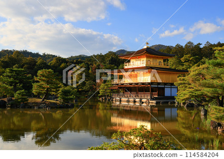 Golden Pavilion, Kinkakuji or Rokuonji is a Zen temple in northern Kyoto Japan. Golden Pavilion, Kinkakuji or Rokuonji is a Zen temple in northern Kyoto Japan. 114584204