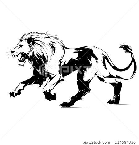 奔跑的獅子剪影 114584336