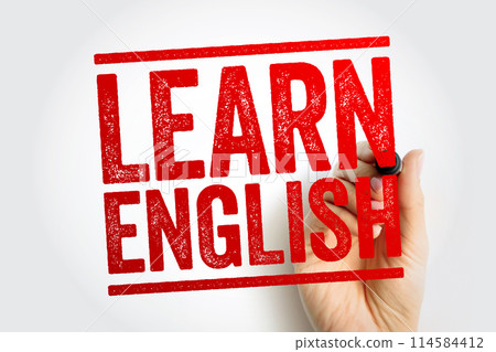 Learn English text stamp, concept background 114584412