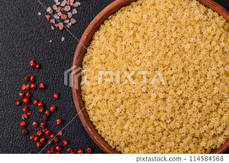 Raw stelline pasta from durum wheat with salt and spices 114584568