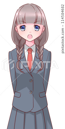 A complaining high school girl in uniform 114584682