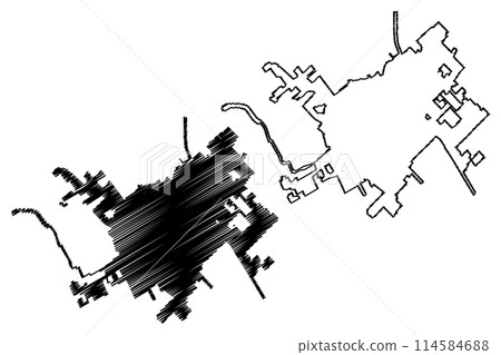 New Braunfels City, Texas (United States cities, United States of America, us, usa city) map vector illustration, scribble sketch City of New Braunfels map 114584688